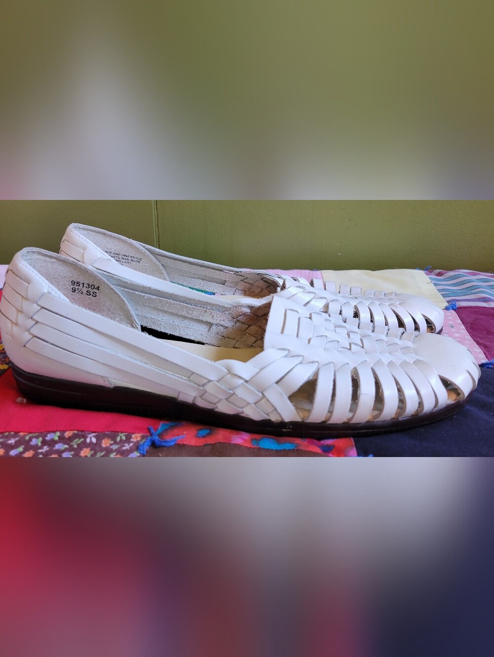 Softspots White Woven Huarache-Style Women's Flats